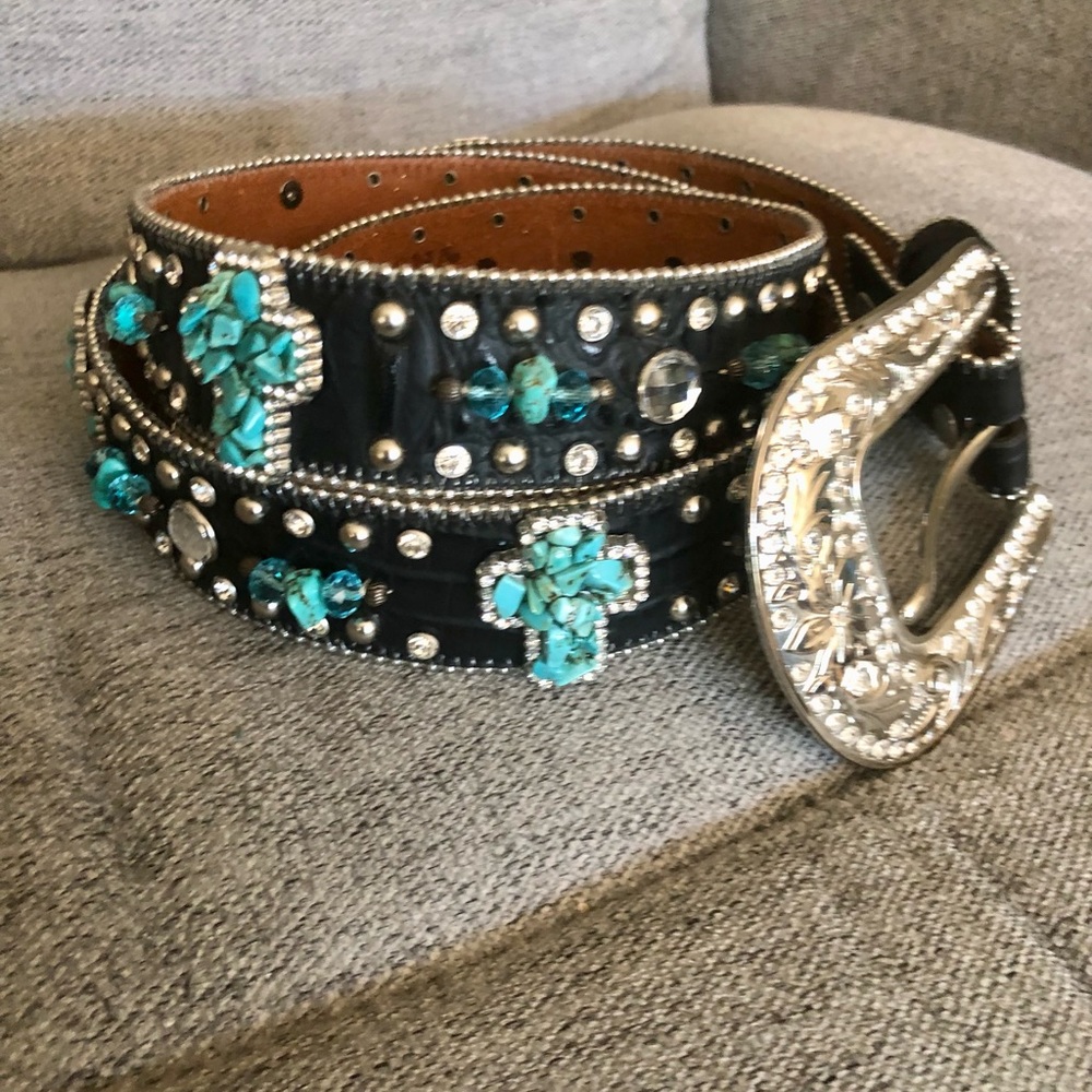 Women's Nocona studded Western Turquoise belt Sz XL